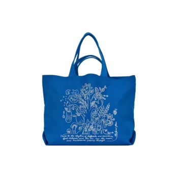 ARKET Cotton Tote Bag, Shopping Bag, Shoulder Bag, Handbag Tubas Unisex Blue