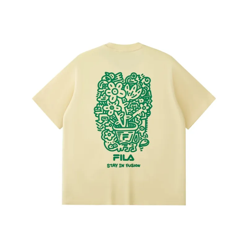 FILA FUSION T Shirt Unisex Light Zhen Yellow YE-2