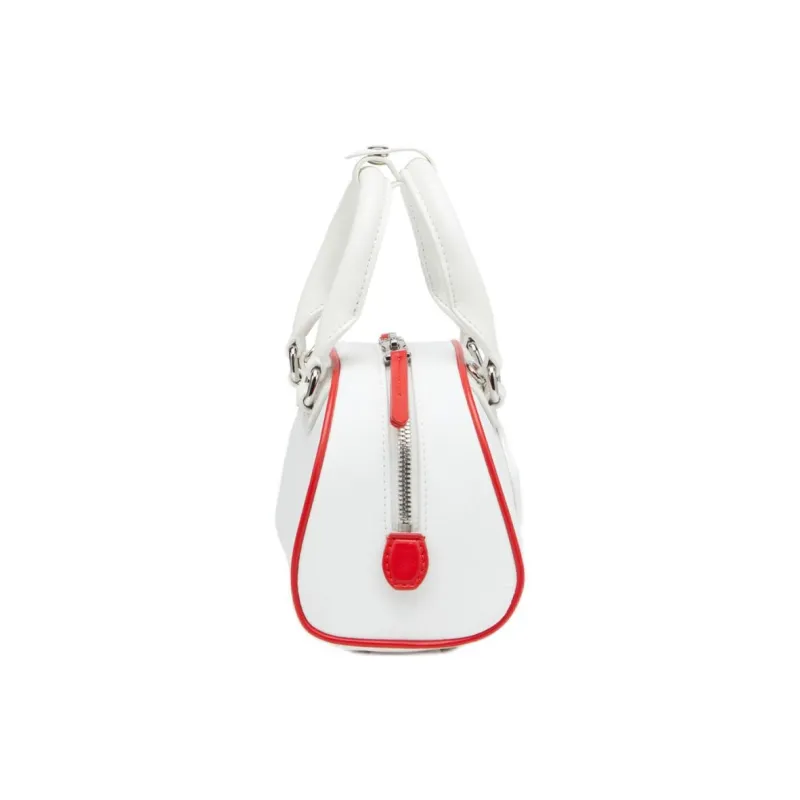 DIESEL Polyester Bowling Bag, Shoulder Bag, Crossbody Bag, Handbag Mini Women's White & Red-1