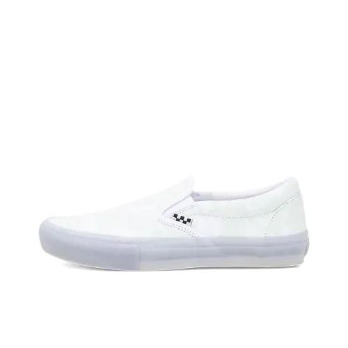 Vans CLASSIC SLIP ON Anti Slip Wear Resistant Low Top Skateboard Shoes Unisex White