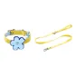 [Sky Blue]Pixel Floral+Amber Yellow Collar+Amber Yellow Lead Rope