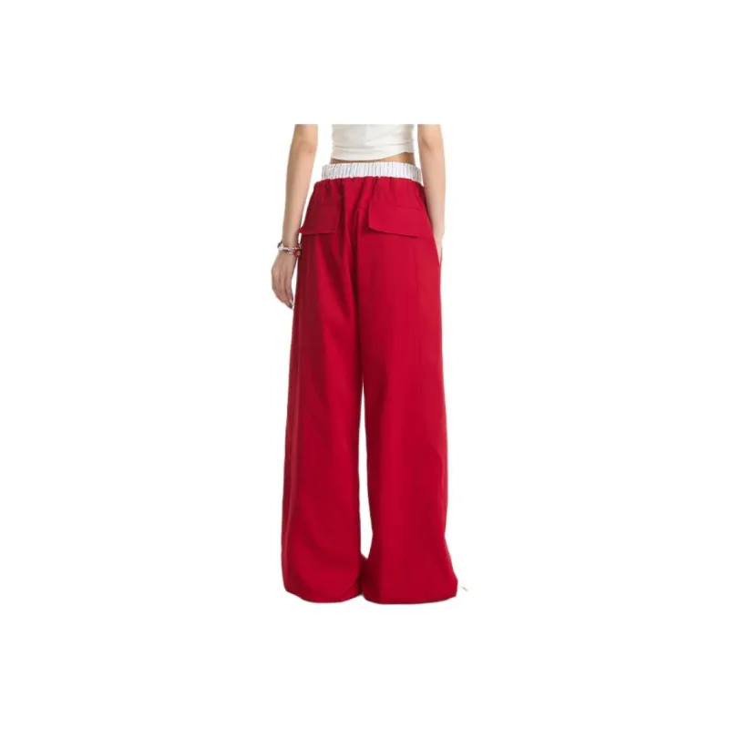 ABCMININ Casual Pants Women's Red-1