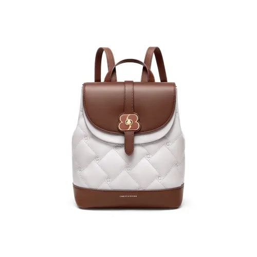 CNOLES PVC Skin Backpack Regular Women's Cream White/Midnight Black