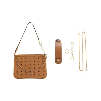 Luxury Care Artisan Workshop Copper Pearl+Chain 100cm+Shoulder Strap Bag Accessory Women's Cognac