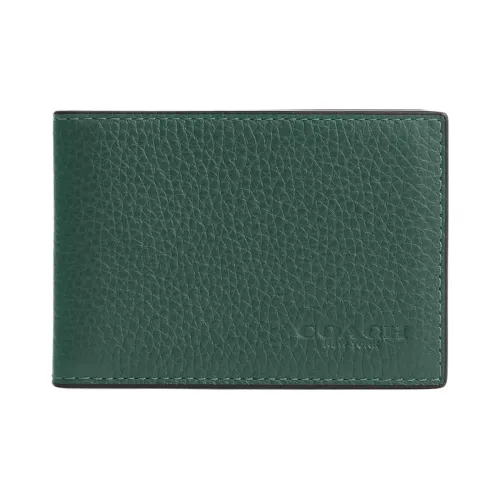 COACH Billfold Wallet Pebbled Leather Wallet Women's Cannon Bronze With Deep Matt Wood Color