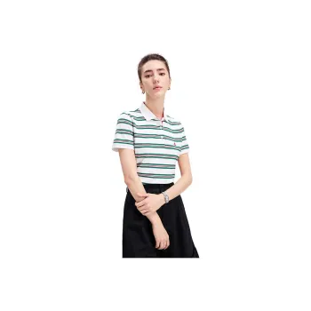 NAVIGARE Polo Shirts Women's 0027 White Base With Green Stripes