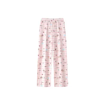 Gongdie Casual Pants Women's Dachshund Plaid Pajama Pants