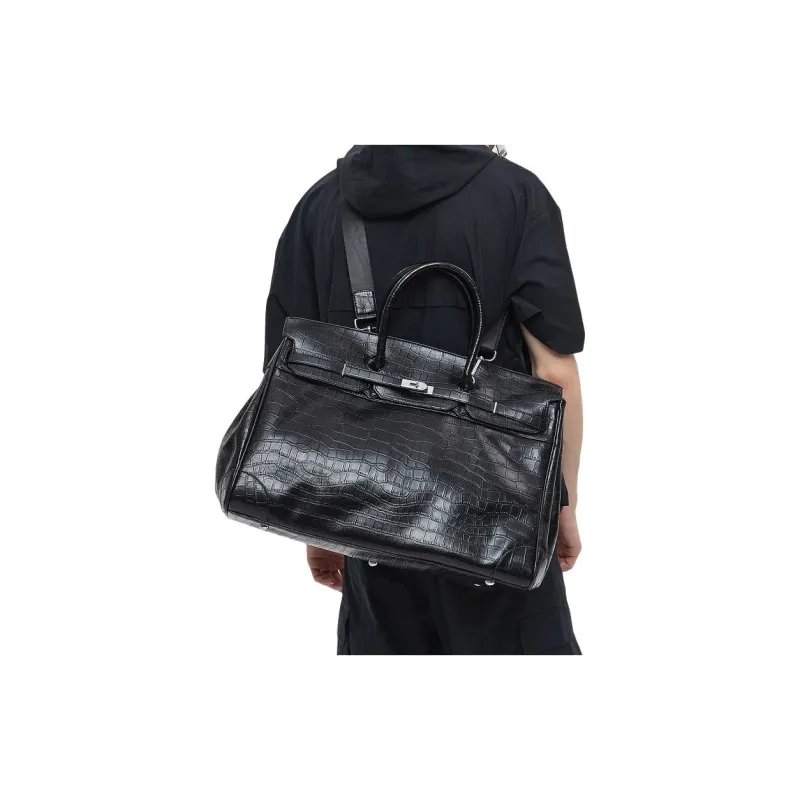 VIHUS Synthetic Leather Shoulder Bag, Crossbody Bag, Handbag Men's Black-4