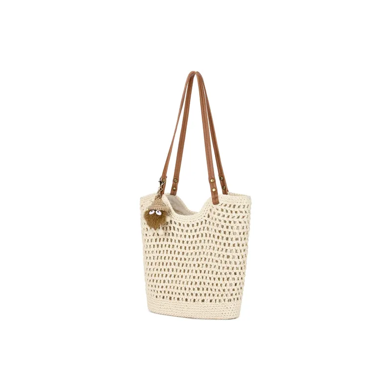 JOSINY Fabric Tote Bag, Shoulder Bag Women's Ecru/Coffee-1