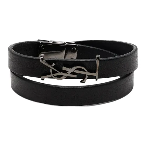 SAINT LAURENT Leather Bracelets Women's Black