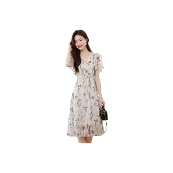 Flowers In Water Short Sleeved Dress Women's