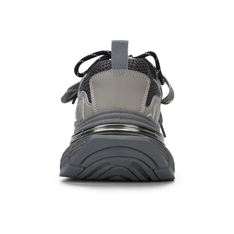 La Chapelle Anti Slip Wear Resistant Low Top Chunky Sneakers Women's Gray-3