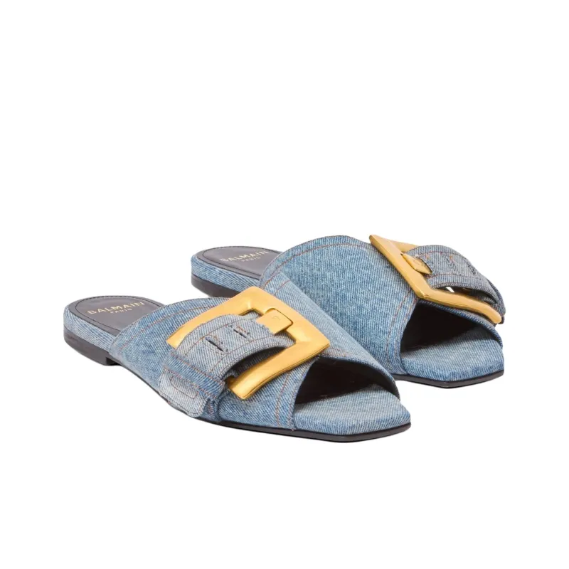 BALMAIN Slide Slippers Women's Blue-2