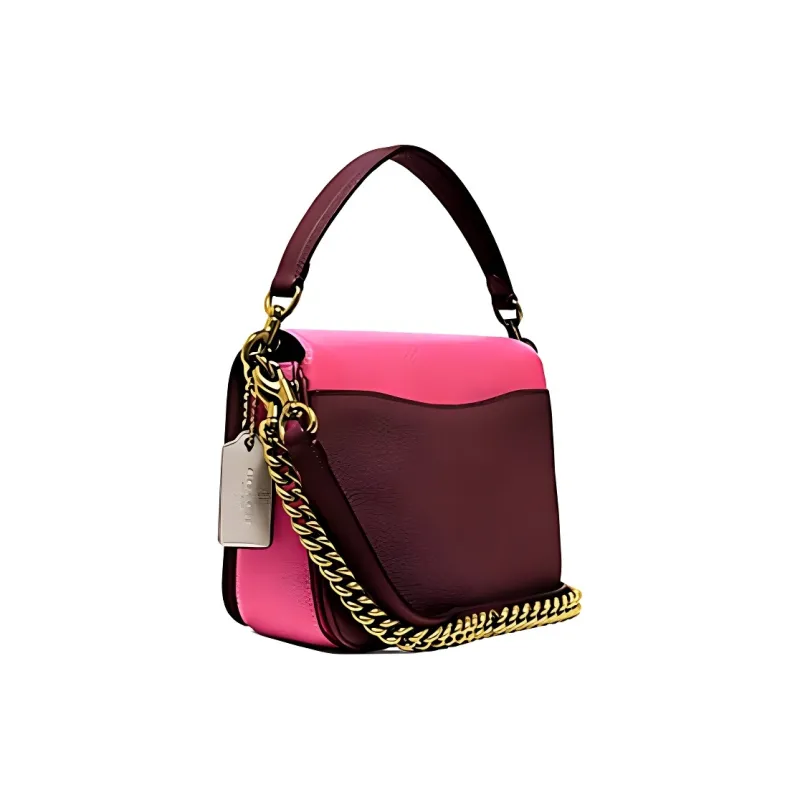 COACH Cassie Leather One Shoulder Handbag Small Size Women's Burgundy & Pink-1