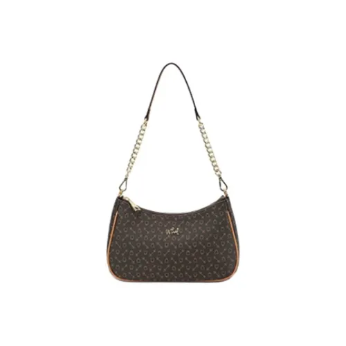 Why PVC Shoulder Bag Medium Size Women's Coffee/Apricot With Beige