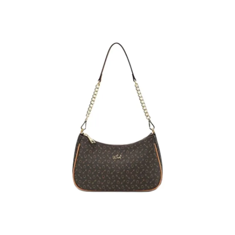 Why PVC Shoulder Bag Medium Size Women's Coffee/Apricot With Beige-0