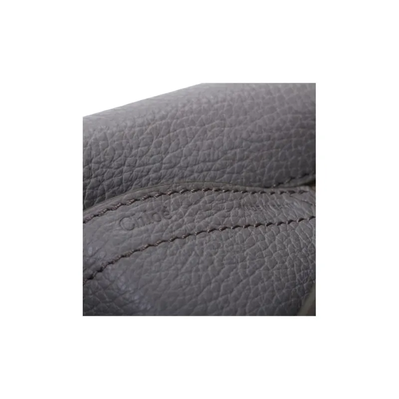 Chloe Marcie Grained Calfskin Saddle Bag Crossbody Shoulder Bag Women's Gray-6
