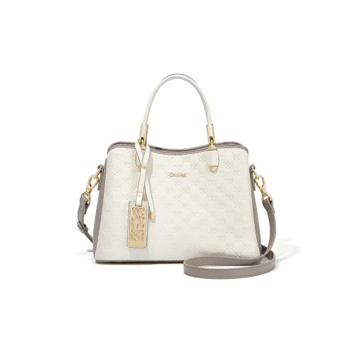 CNOLES Cow Leather Handbag Crossbody And Shoulder Bag Dual-Use Back Style Women's Cloudy Milk Coffee