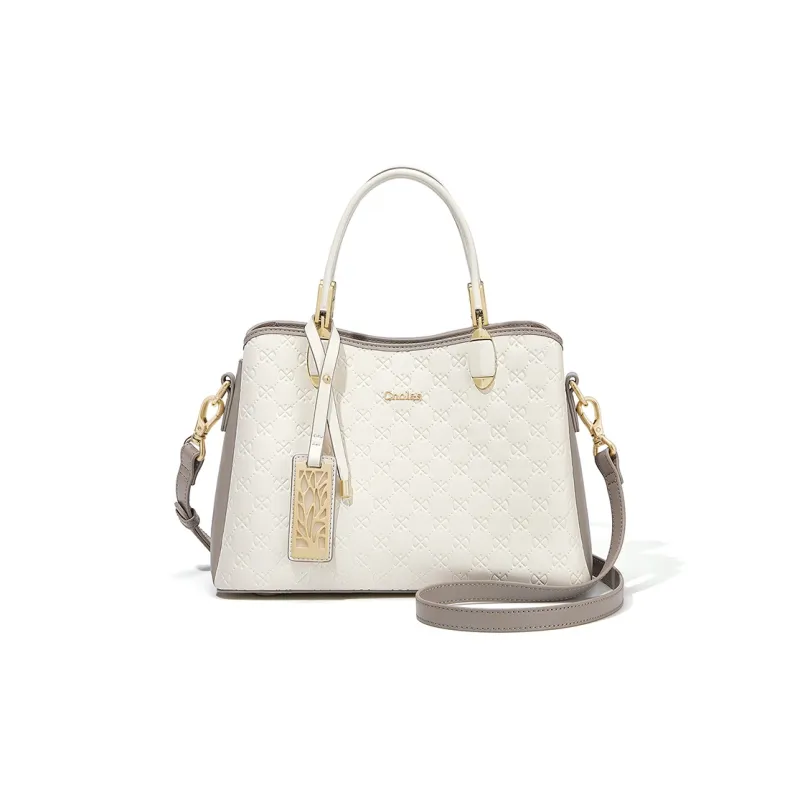 CNOLES Cow Leather Handbag, Crossbody And Backpack Dual Wearing Style Women's Cloud Milk Coffee-0