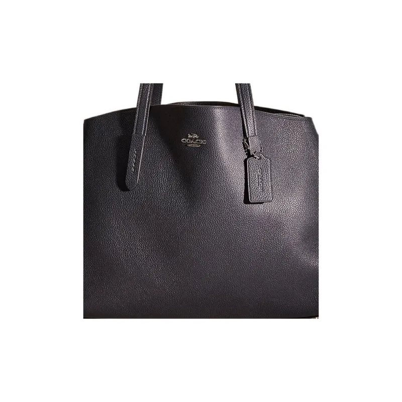 COACH Charlie Pebbled Leather Tote Bag, Shopping Bag, Shoulder Bag, Handbag Tubas Women's Black-1