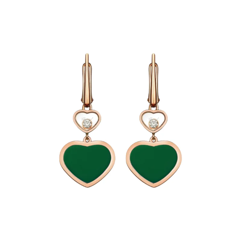 CHOPARD 18K Rose Gold Earrings Women's Green-2