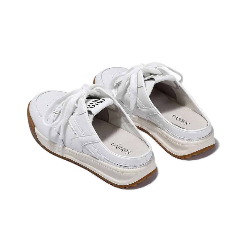 SELAIYA Rubber Sole Abrasion Resistant Closed Toe Slippers Women's White-3