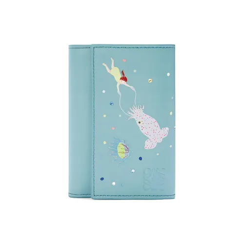 LOEWE Suna Fujita Collaboration Napa Calf Leather Wallet Small Size Women's Water