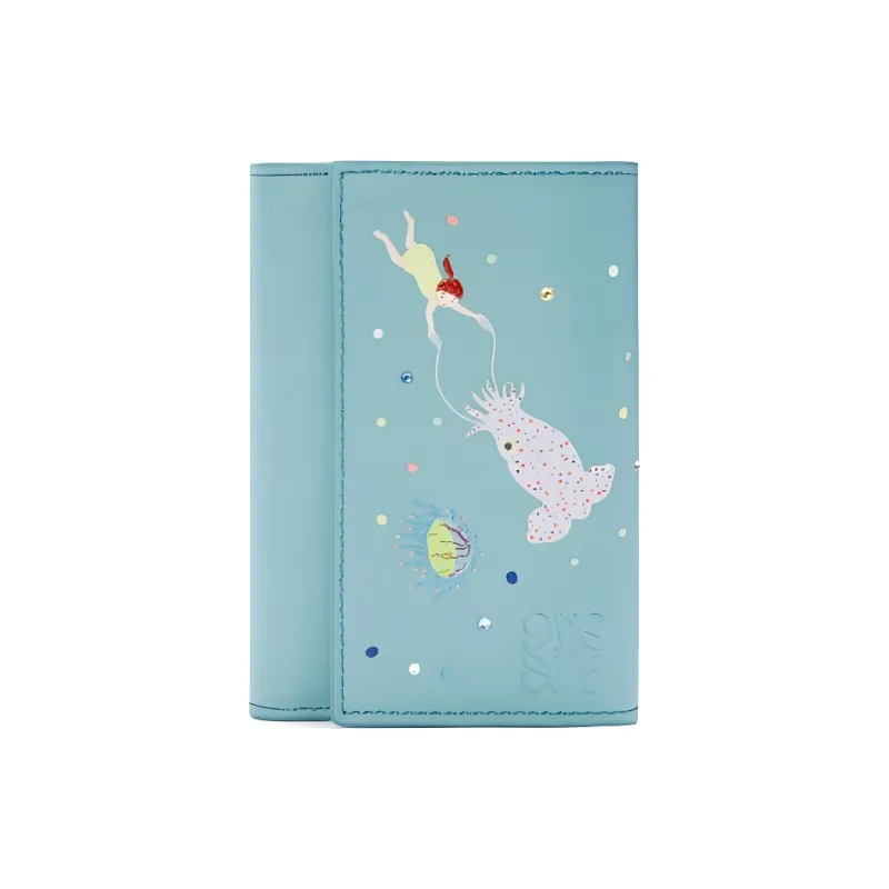 LOEWE Suna Fujita Collaboration Napa Calf Leather Wallet Trumpets Women's Water-0