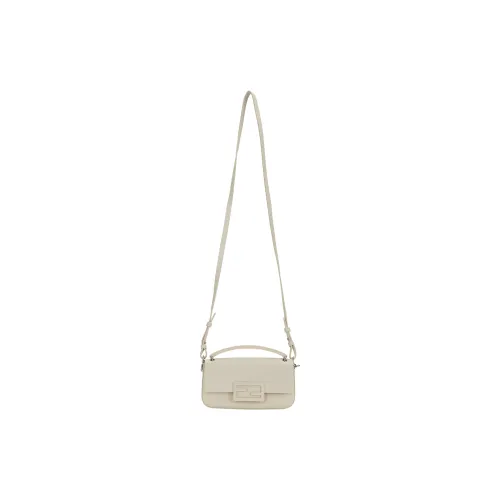 FENDI Calfskin Portable One Shoulder Crossbody Cell Phone Pouch Women's White