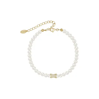 SHINE Synthetic Pearl, Copper, Synthetic Cubic Zirconia Bracelets Women's