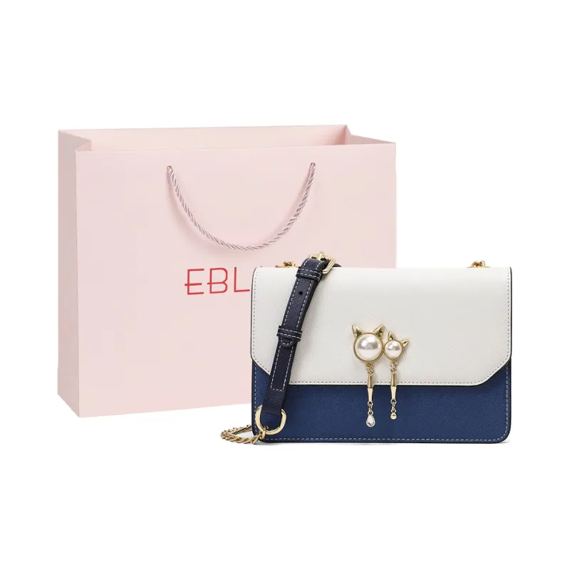 EBLAN Cow Leather Shoulder Bag, Crossbody Bag Regular Women's Pink White/blue-5