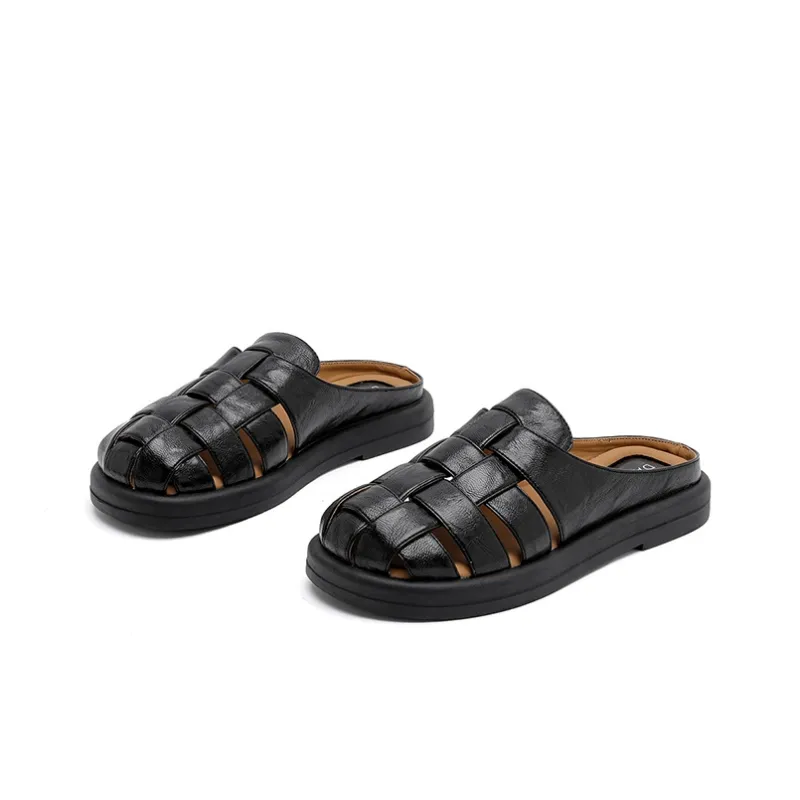 DAPHNE Rubber Sole Quiet Odor Resistant Abrasion Resistant Slip Resistant Closed Toe Slippers Women's-2