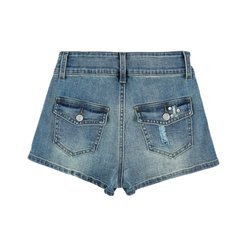 Wen Shan Denim Shorts Women's Nostalgic Blue-1