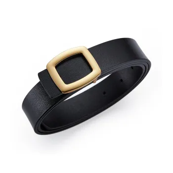 Jeccieziio Cow Leather Belts Women's Gold Width 2.8cm