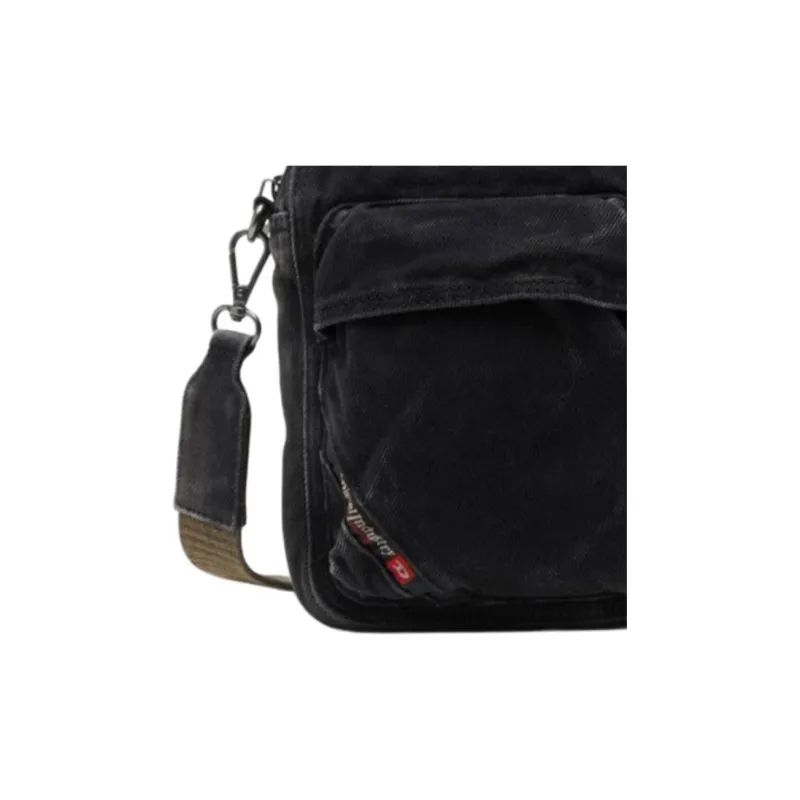 DIESEL Cotton Shoulder Bag, Crossbody Bag Men's Black-5