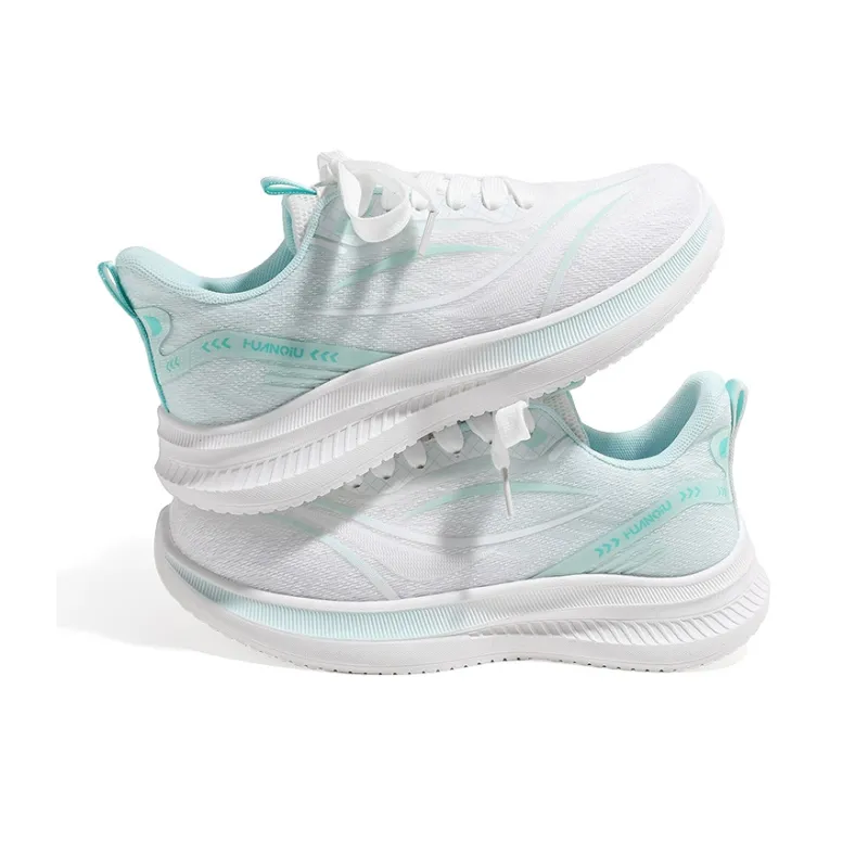 HUANQIU Running Shoes Women's Low Top White Green-4