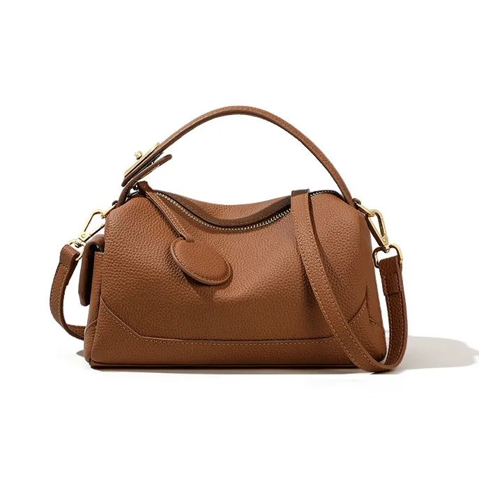 CNNCOO Cow Leather With Synthetic Leather Crossbody Handbag Women's Dark Brown-1