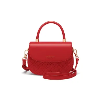 CNOLES Cow Leather Patchwork Synthetic Leather Handbags Shoulder Bag Crossbody Bag Small Size Women's Red