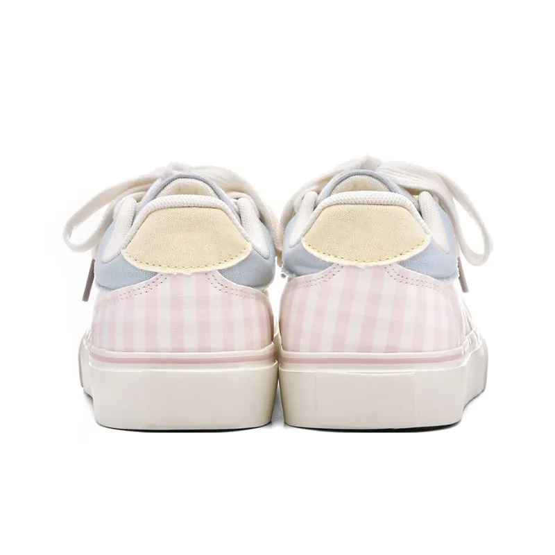 Ordifen Low Top Skateboard Shoes Women's White Pink Blue-3