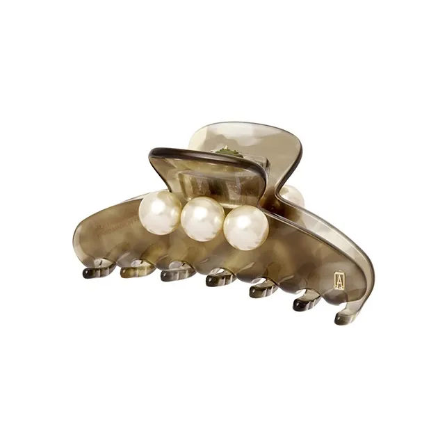 ALEXANDRE DE PARIS Camouflage Jade Bead Medium Size Claw Clip Women's-3