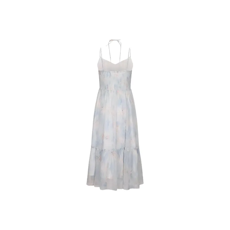 KKX Slip Dresses Women's Blue Floral Dress-1