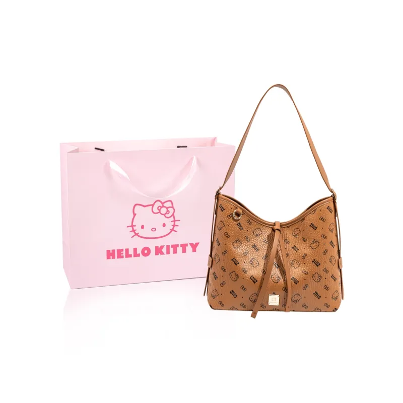 MESUCA &Sanrio Hello Kitty Collaboration Kitty Series PU Shoulder Bag Regular Women's Pink/Brown/Milk Tea-7