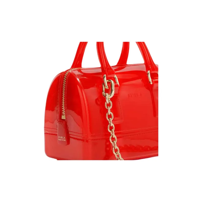 Furla Candy PVC Shoulder Bag Crossbody Bag Handbag Mini Women's Coral Red-3