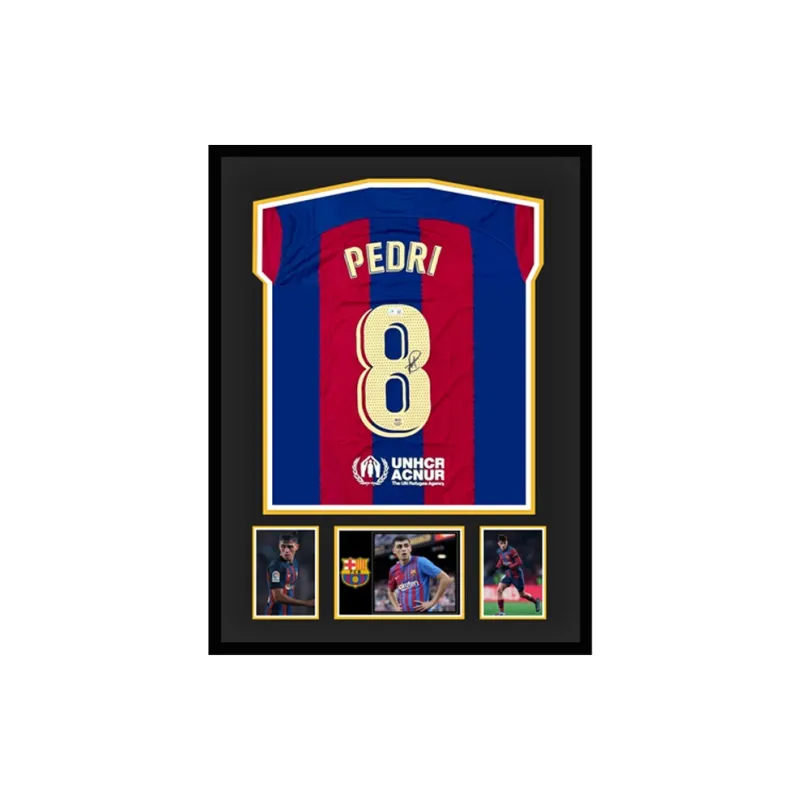 Three For Barcelona Team Jersey Exquisite Mounting, Outer Frame Approx. 65x85cm-0