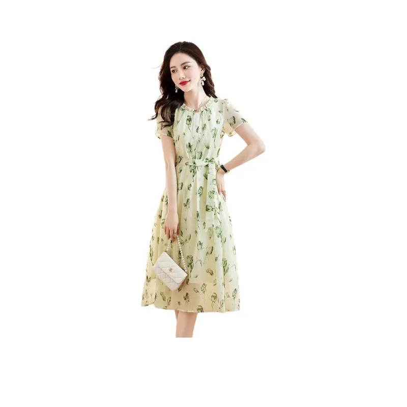 Mu Qingqing Short Sleeved Dress Women's-3