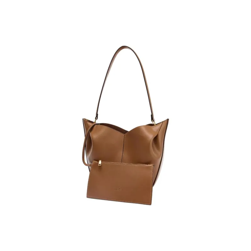 ZARA PU Tote Bag, Shopping Bag, Shoulder Bag Tubas Women's Dark Brown Yellow-2