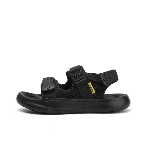LEXON Beach Sandals Men Black/Khaki