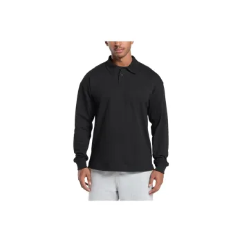 GYMSHARK Long Sleeve Polo Shirt Men's Black