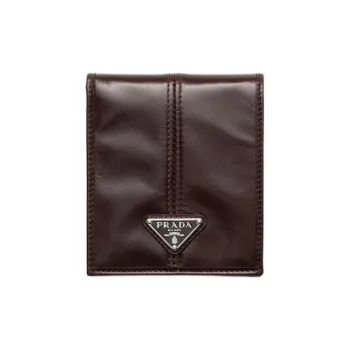 PRADA Calfskin Wallet Men's Dark Brown