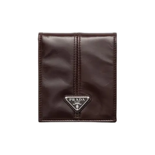 prada Match Calfskin Wallet Men's Dark Brown